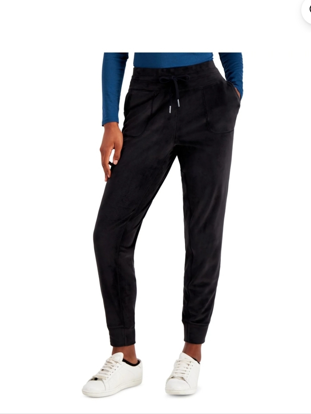 32 Degrees Black Velour Drawstring Jogger Pants NWT